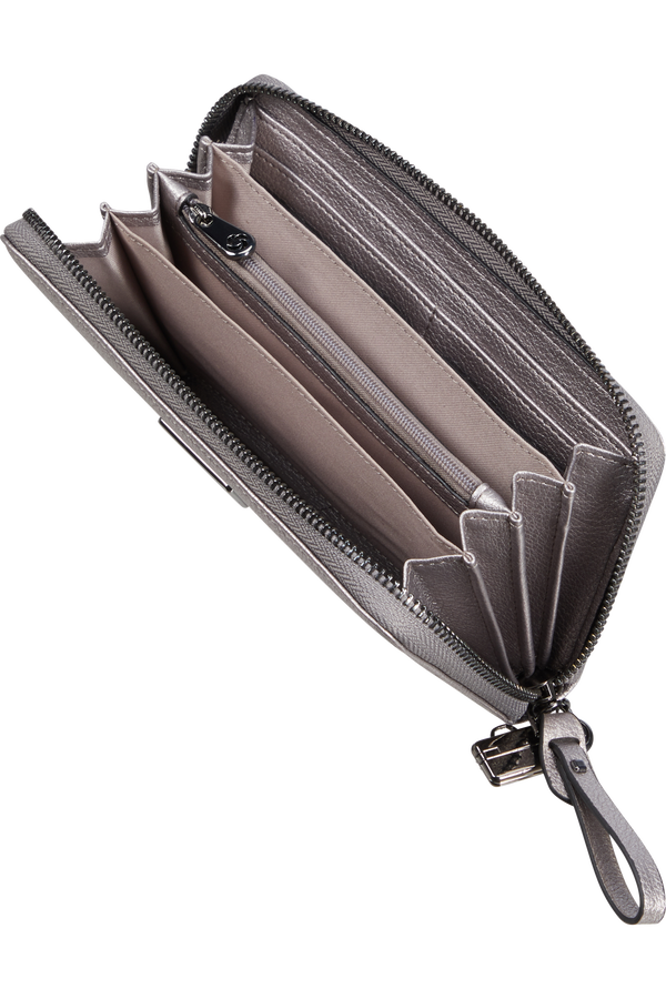 Samsonite Karissa 2.0 Slg 419 - L ZIP AROUND PU L  Argento