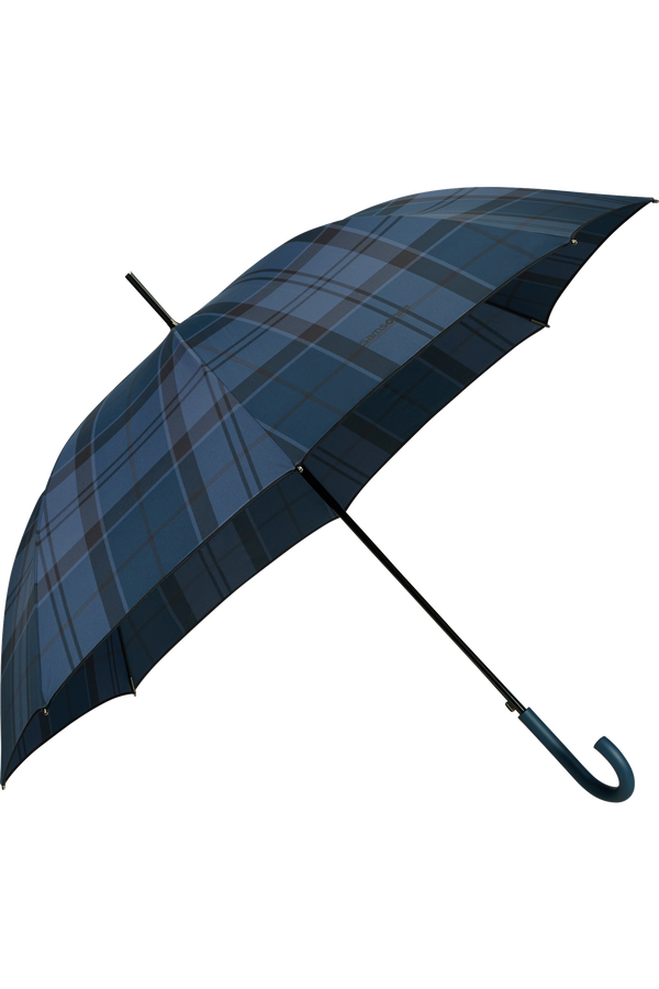 Samsonite Wood Classic S Stick Man Auto Open  Check Dark Blue